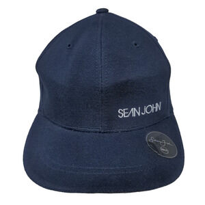 Sean John Men's Fitted Hat Blue Size M/L Embroidered Logo 100% Cotton